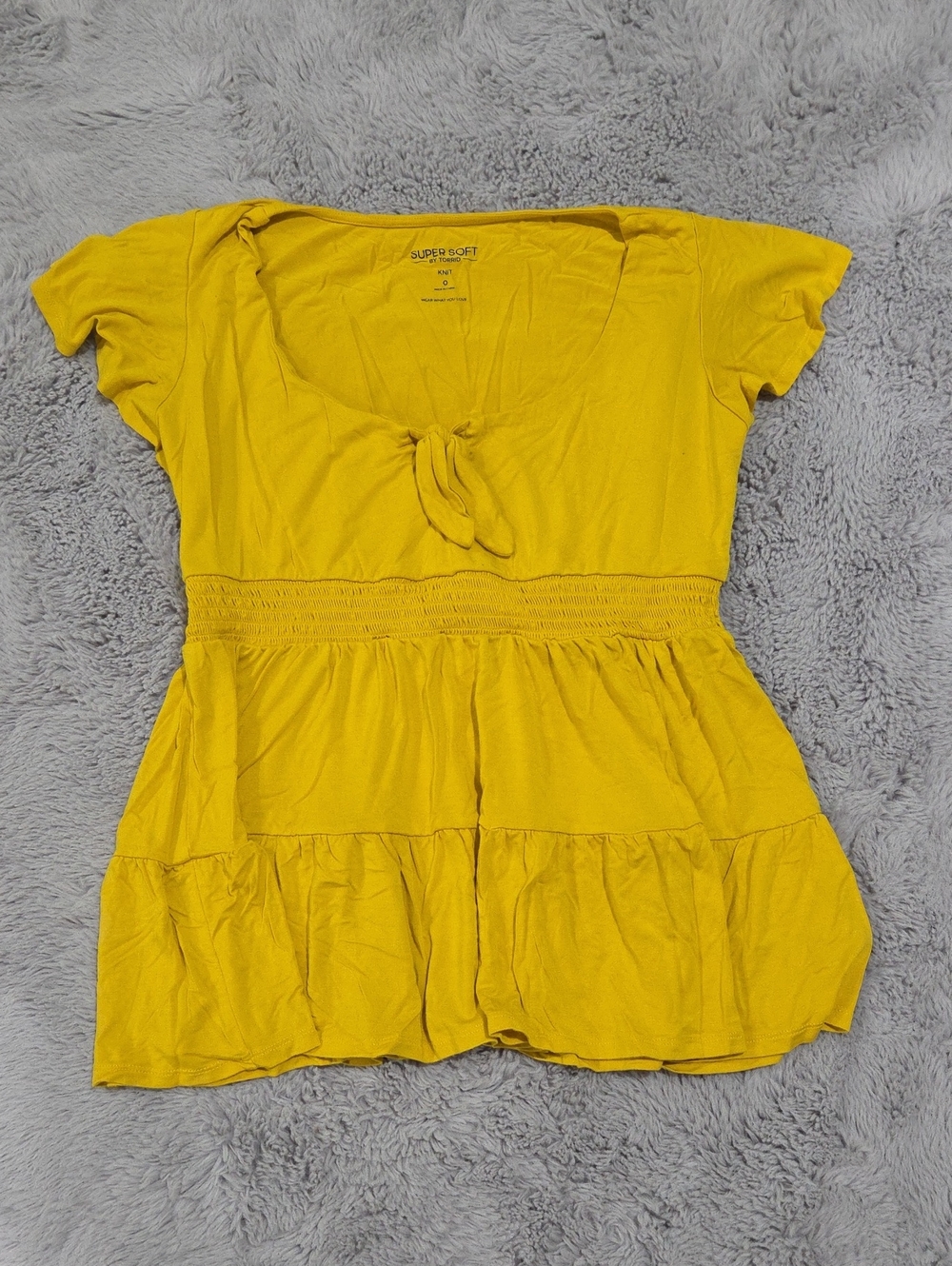 Torrid Women’s Yellow Tie-Front Peplum Top